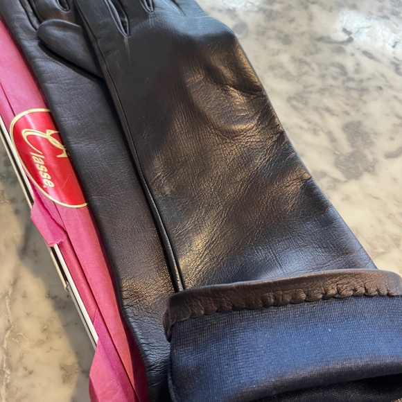 ♠️Long Leather Gloves BLACK 7.5 (M) NWT - Picture 3 of 7